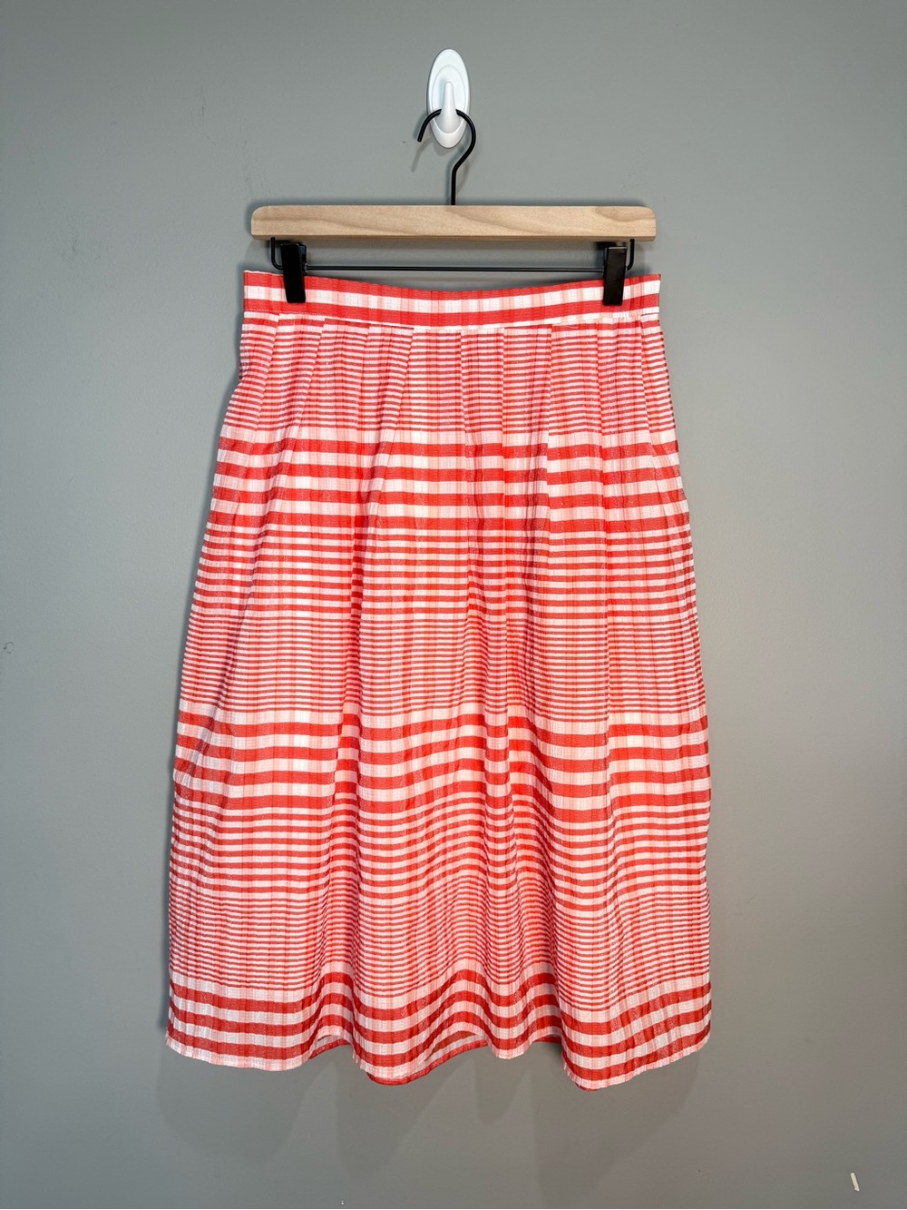 Eva‎ Franco Red Gingham Fit & Flare Midi Skirt Size 6 USA Made